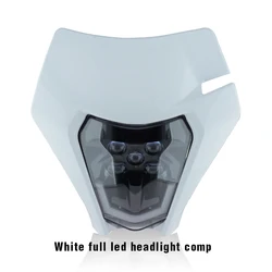 High-Performance Motorcycle LED Headlight with Supermoto Fairing for Off-Road Bikes (White Headlight)