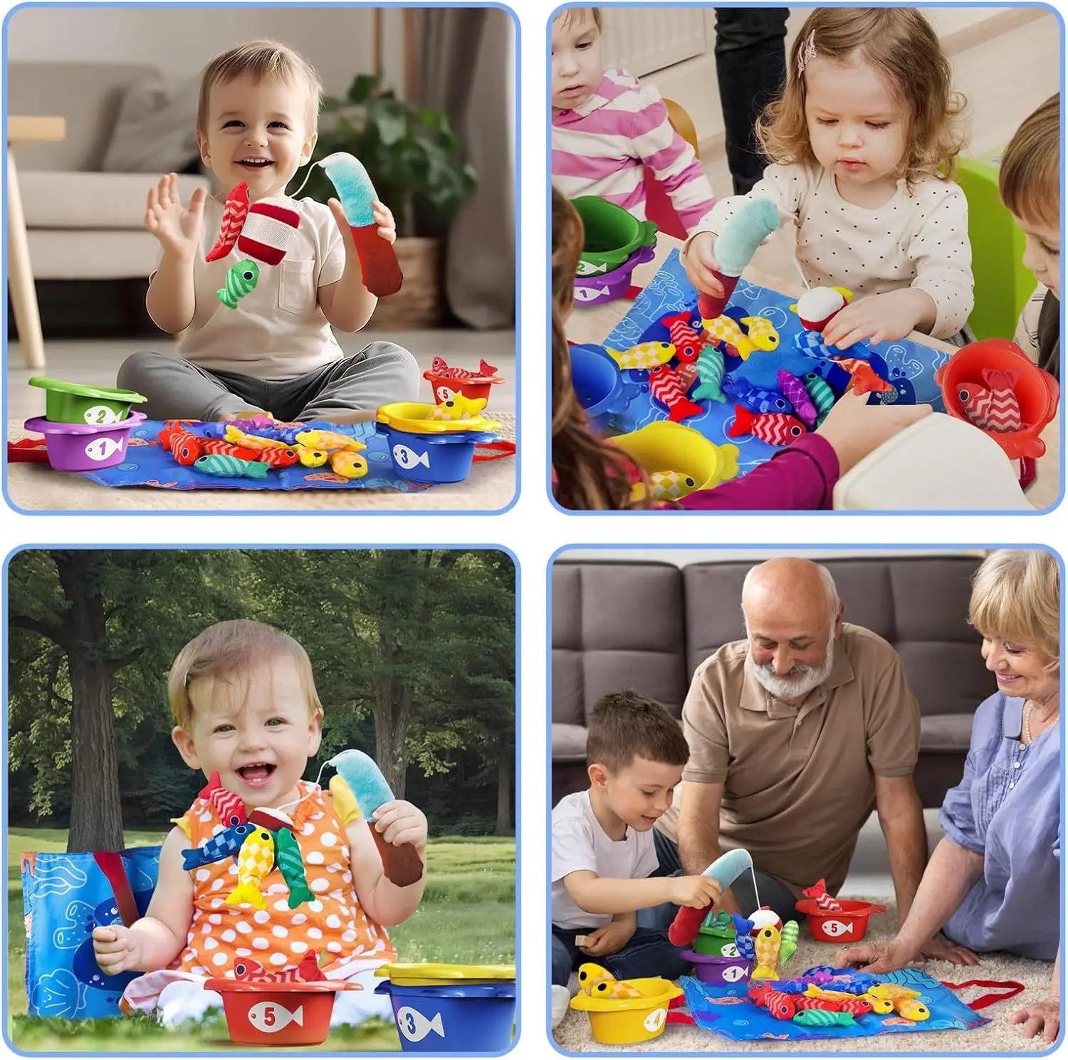 Gioco di pesca in tessuto montessori e bicchieri impilabili_voghion.com