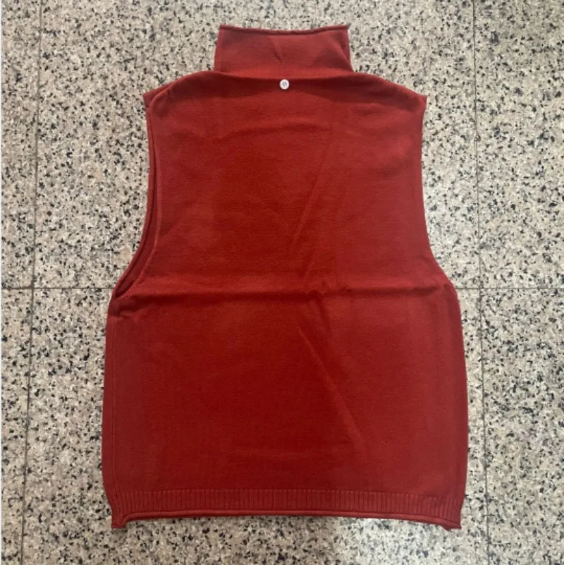 Spring And Autumn Women's Turtleneck Knitted Sweater Sleeveless Pullover Vest Loose Fashion Versatile Western Style Top