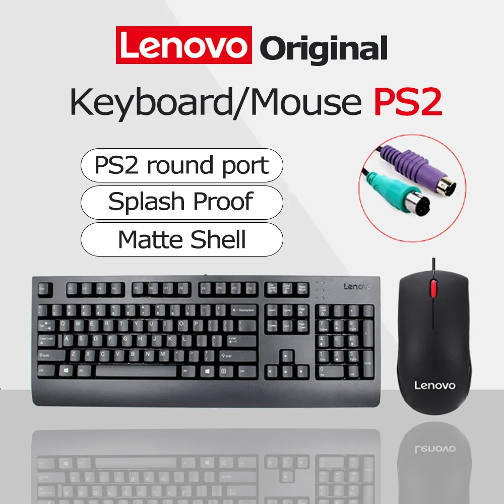 Lenovo 키보드 마우스 PS/2 라운드 포트 인터페이스 유선 콤보 레드 닷 방수 인체 공학적 노트북 미니 Pc 노트북 원본