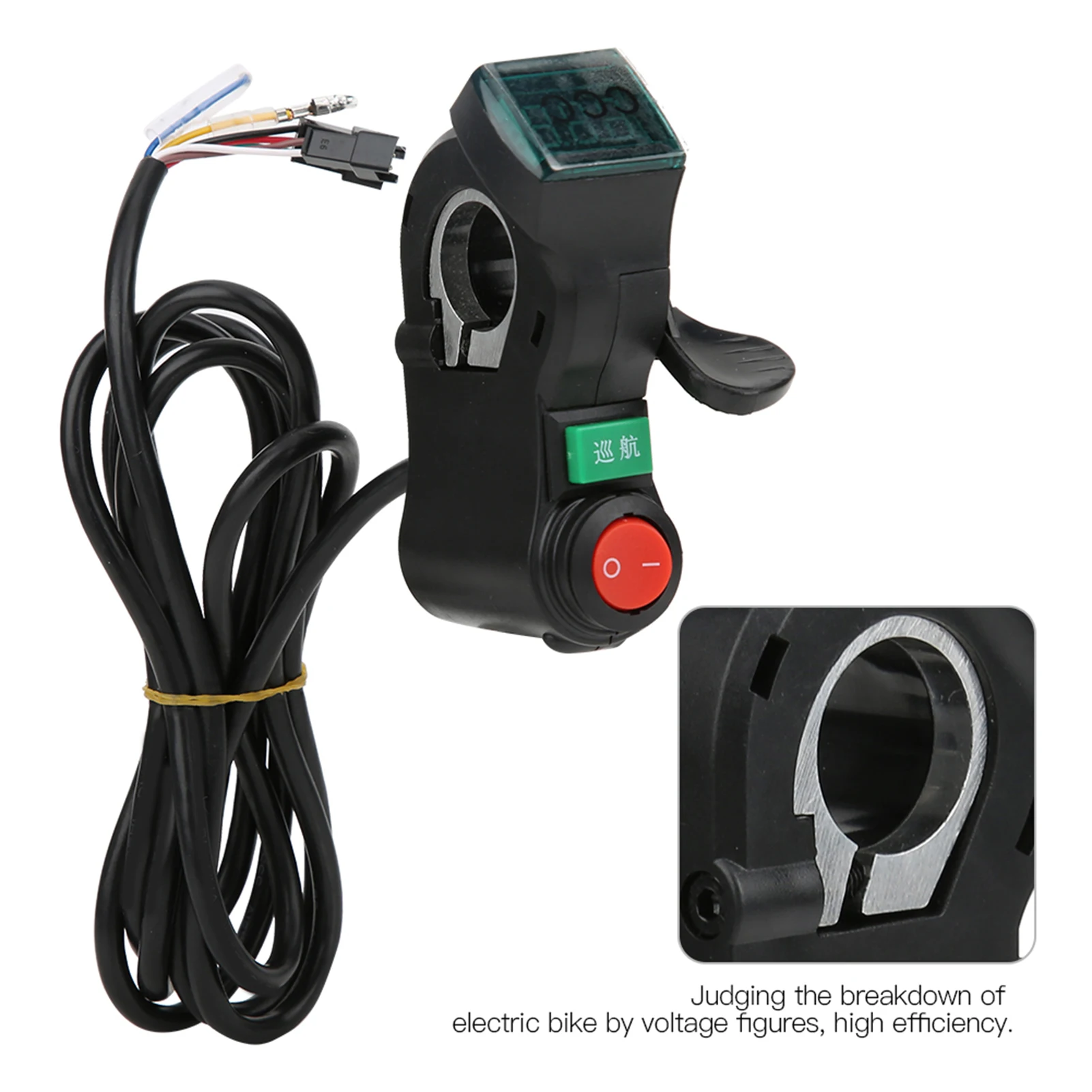 Electric Throttle Grip Red Screen Thumb Cruising and Switch Accessory for Electric Bike Black