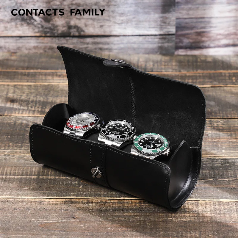 

Leather Watch Roll Display Watch Storage Box Portable Vintage Travel Watch Case Watch Holder for Gift Organizers Protection Bag