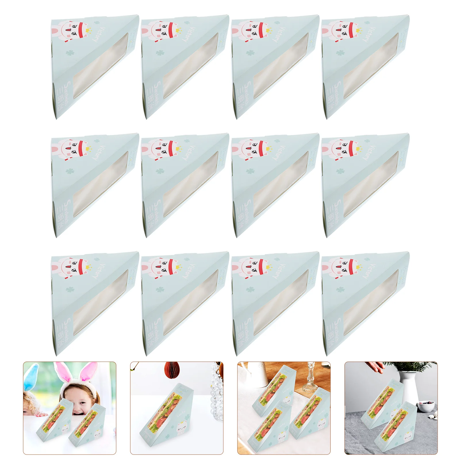 

100Pcs Sandwich Paper Boxes Paper Sandwich Storage Containers Window Triangular Packaging Box