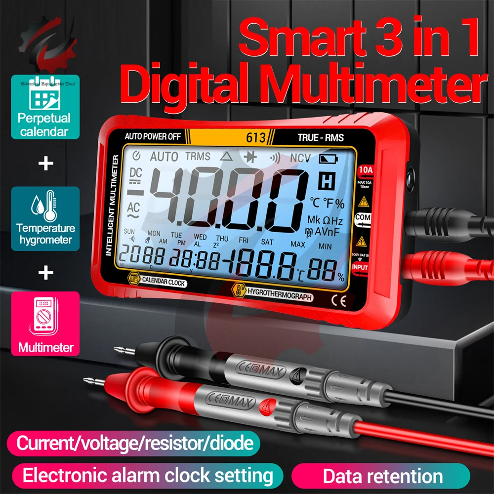 Smart Digital Multimeter 4000 Counts AC/DC Voltage Current Meter Multi Tester Temp Resistance Measuring Tool