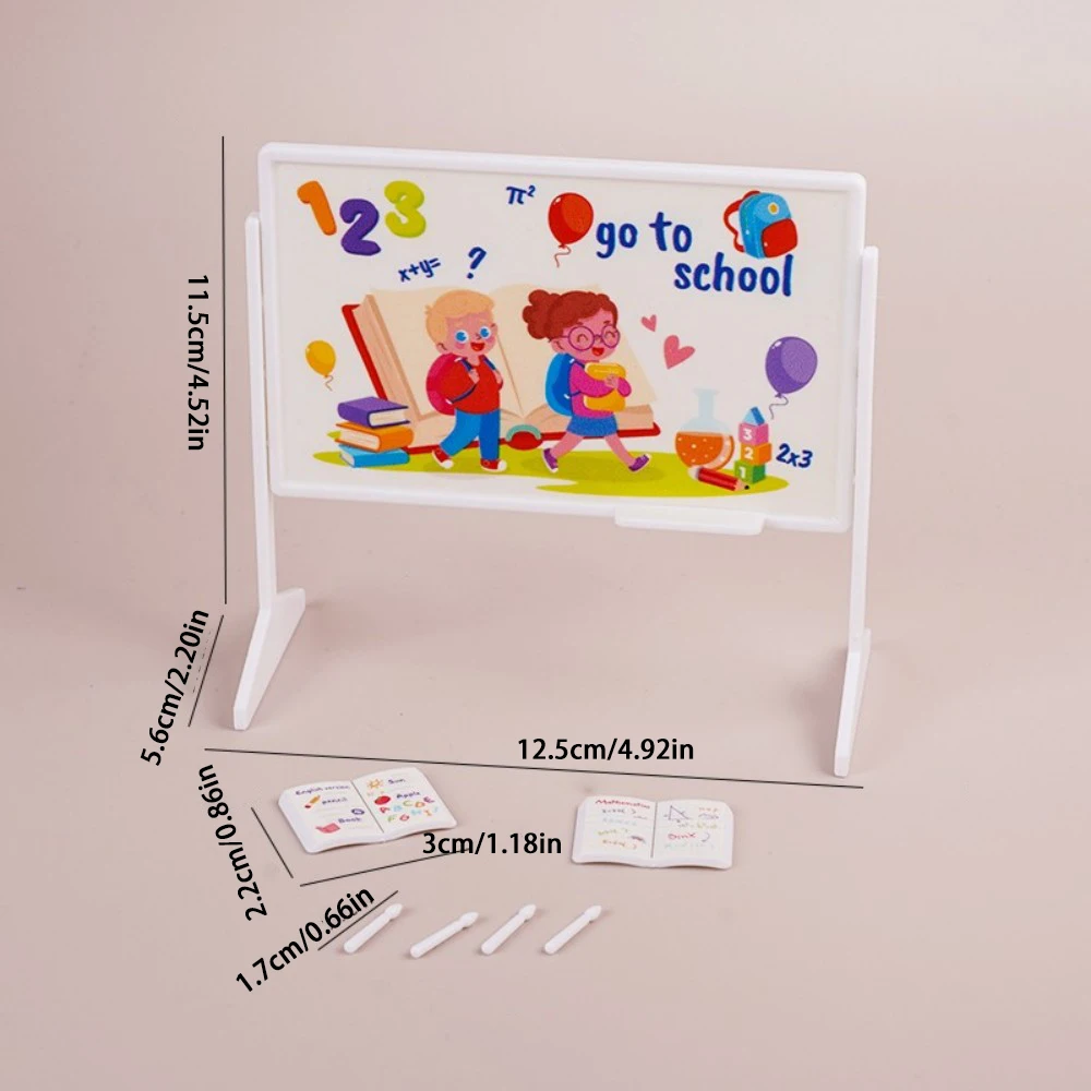 1Set 1:12 Dollhouse Miniature Desks Chairs Schoolbags Model Blackboard Classroom Decor Toy Doll House Accessories - 5