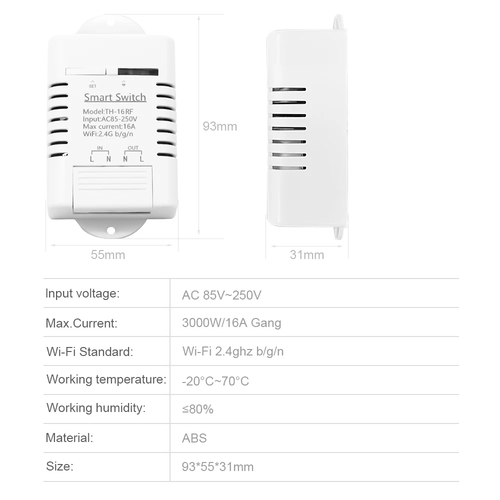 Tuya Ewelink TH-16 WiFi Smart Switch Monitoramento