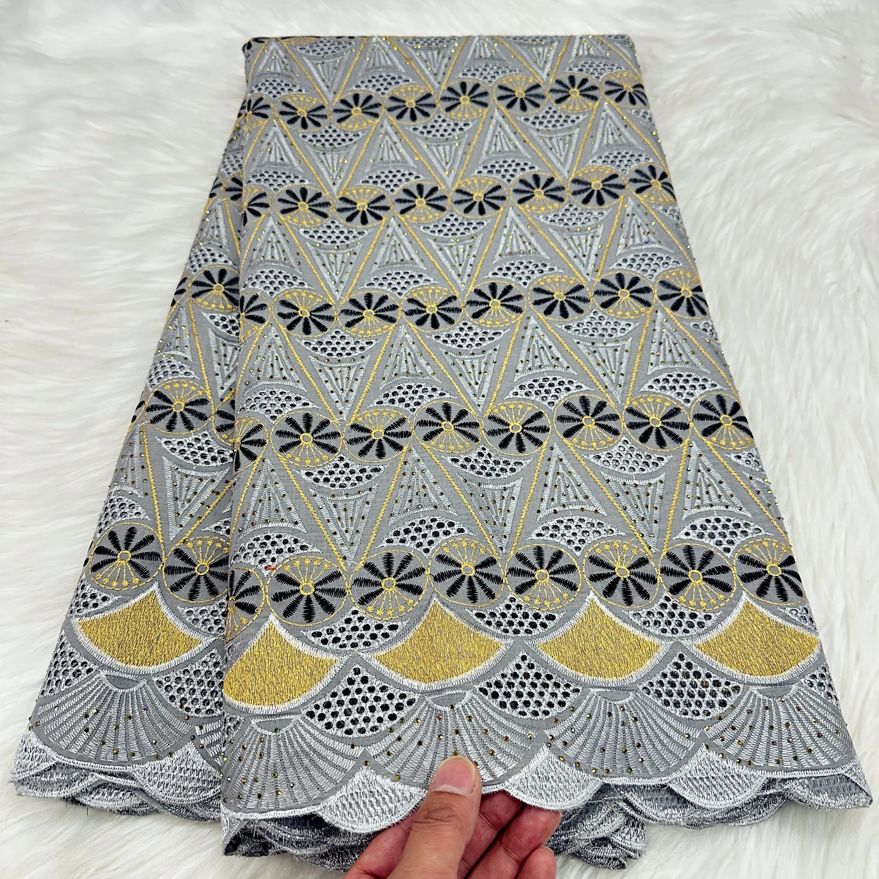 Swiss Voile Lace Fabric High Quality African Nigerian Lace Fabrics Embroidery With Stones For Women Dress