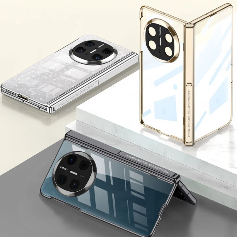 Magnetic Hinge Stand Clear Case for Huawei Mate X6 X5 Outer Screen Glass Luxury