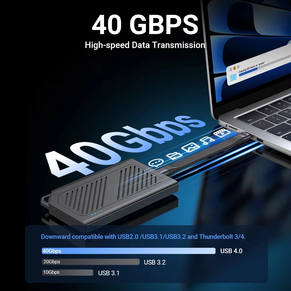 NNBILI 키체인 240W 40Gbps USB 4 숏 타입 C to 타입 C 케이블 고속 충전 타입 C 데이터 전송 8K 데이터 충전 연장 케이블