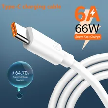 

66W 6A Super Fast Charger Cable Type C Wire for Huawei Mate40 P40 Pro for Samsung Xiaomi Mi 11 Data USB-C Cable Charging Cord