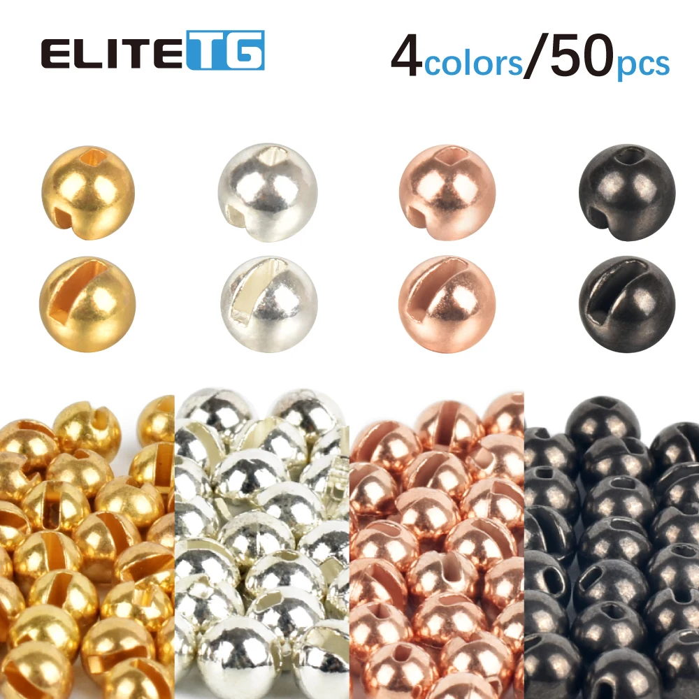 Elite TG 1,5-6,4mm 200 Stück Combo Geschlitzte Fliegenfischerperlen für Forellen-Nymphen Fliegen DIY Fliegenmaterial Bunte Perlen