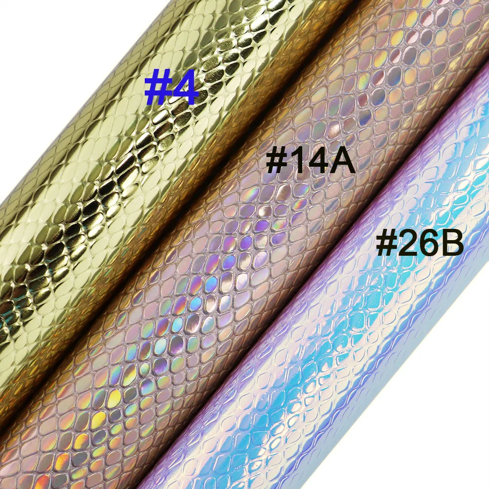 Iridescent Holographic Snake Mirror Faux Synthetic Leather Fabric For Hair Bows Sewing Craft DIY H0241 leather fabric