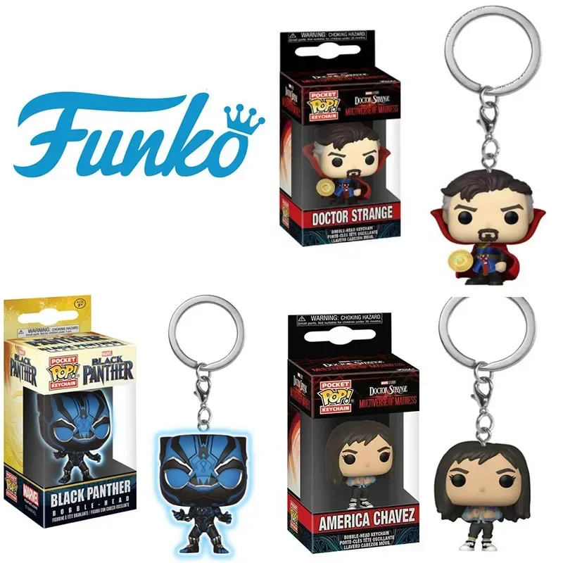 Nuovo Funko Pop Pocket Pop Portachiavi Marvels Doctor Strange America Chavez Black Panther (Bobble Head) Modello Giocattoli Regali Per Bambini