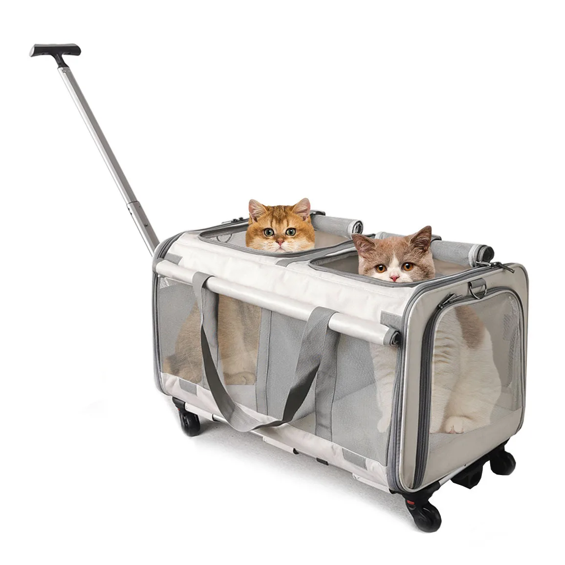 Large Portable Double Cat Pet Carrier Kennel Bag Oxford Travel Car