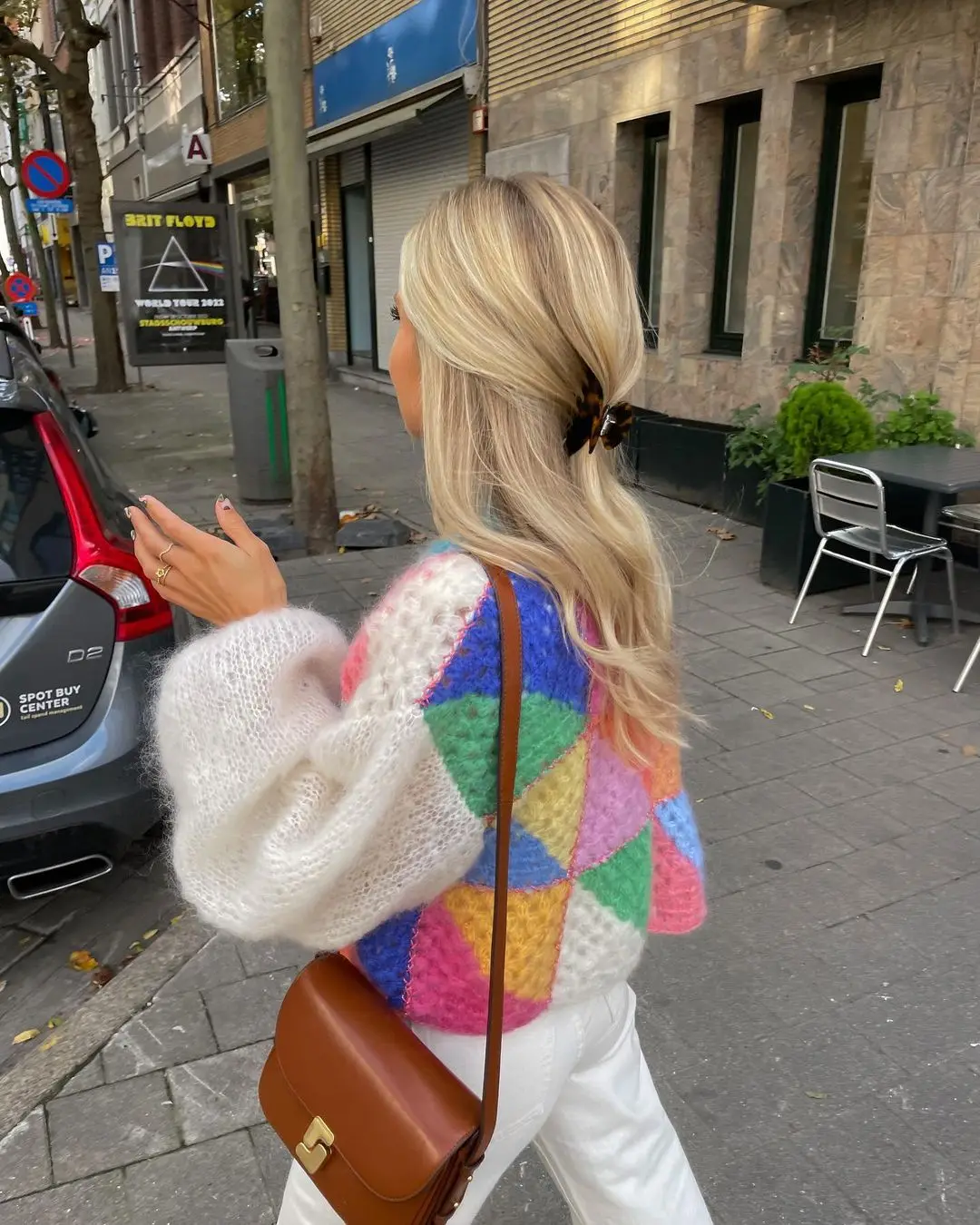 

Rainbow Color Knit Hollow Out Bomber Cardigan Women Loose Long Sleeve Chic Knitwear Autumn Winter Elegent Chic Lady Streetwear