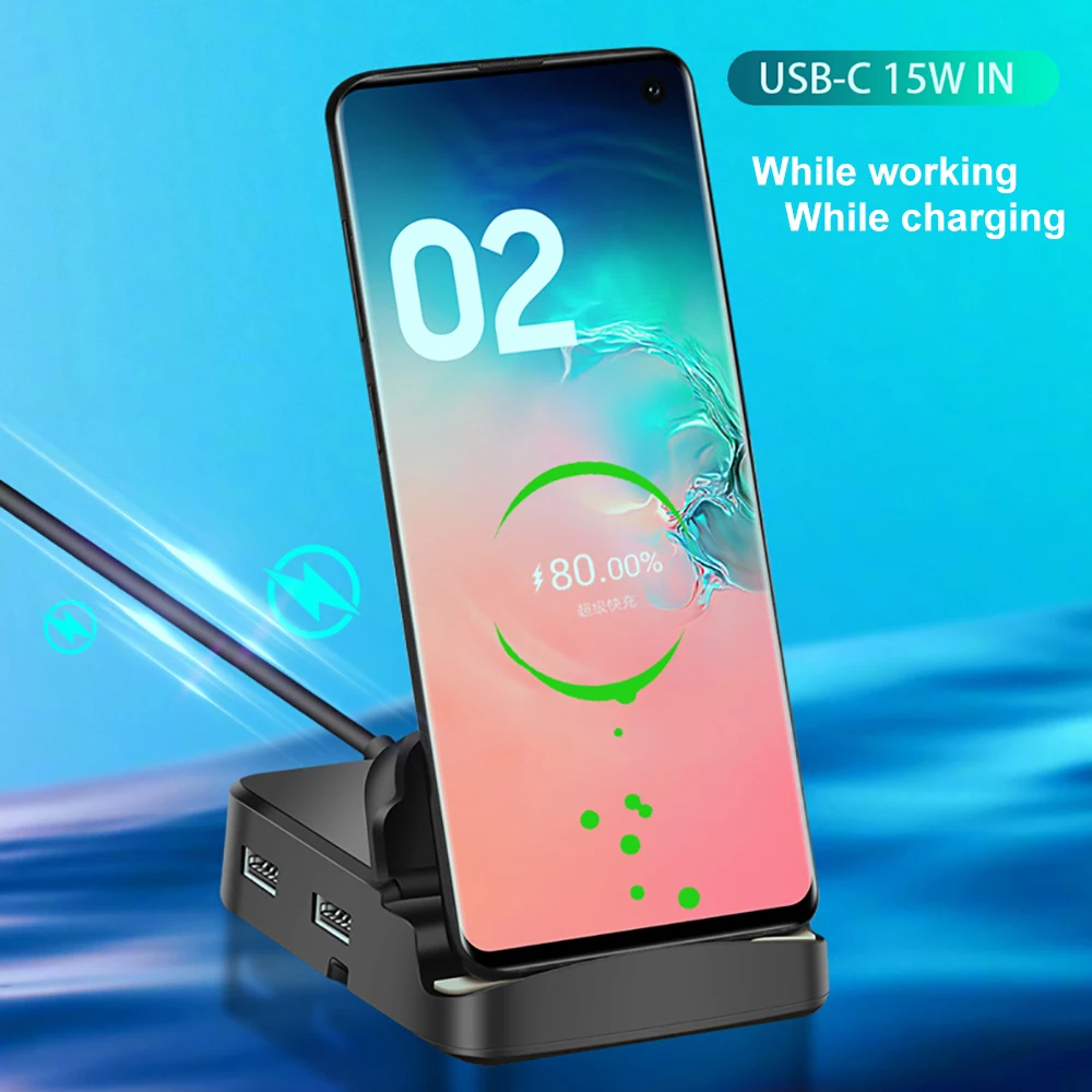 tipo c Docking Station Suporte do Telefone Dex Pad Station Usb c para Compatível com Hdmi Usb sd tf Carregador Adaptador para Samsung em 1 - Imagem 3