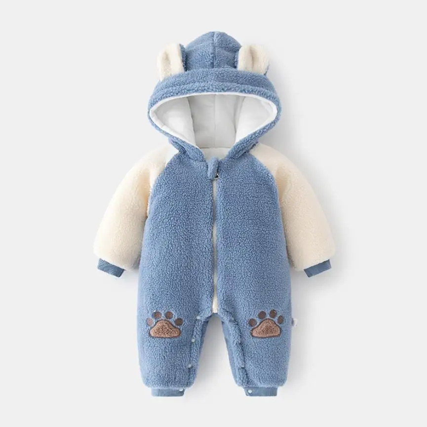 

Winter New Baby Cartoon Design Romper Newborn Hooded Plush Jacket Infant Boys Girls Thicker Warm Cotton Jumpsuit A3028