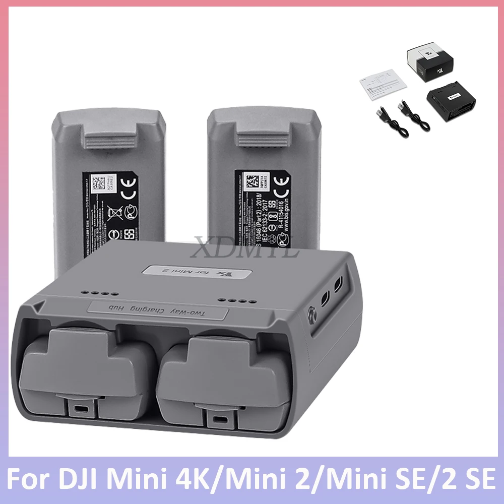 Chargeur Batterie Drone DJI Mini 2/Mini SE/Mini 4K - 2 Batteries USB-C