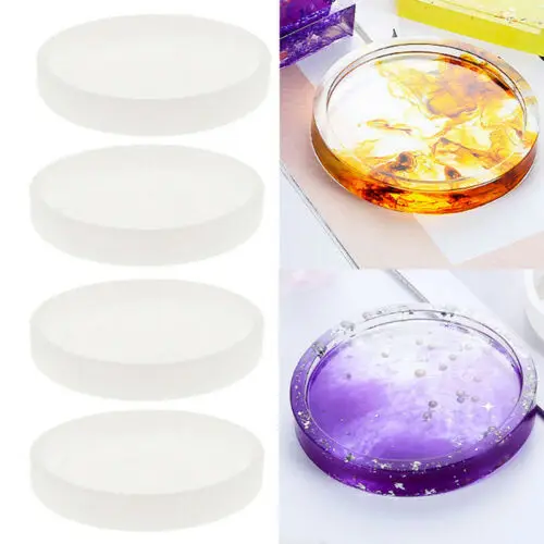 

4 DIY Silicone Moulds for Teacups Round 8*1.5 Crystal Drops Glue Round Flower Tray Base Teacup Pad Mold Silicone