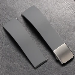 Premium Silicone Rubber Quick Release Watch Strap with Deployment Buckle - Universal Replacement Band (18mm, 20mm, 22mm, 24mm) - 22mm (Grey)