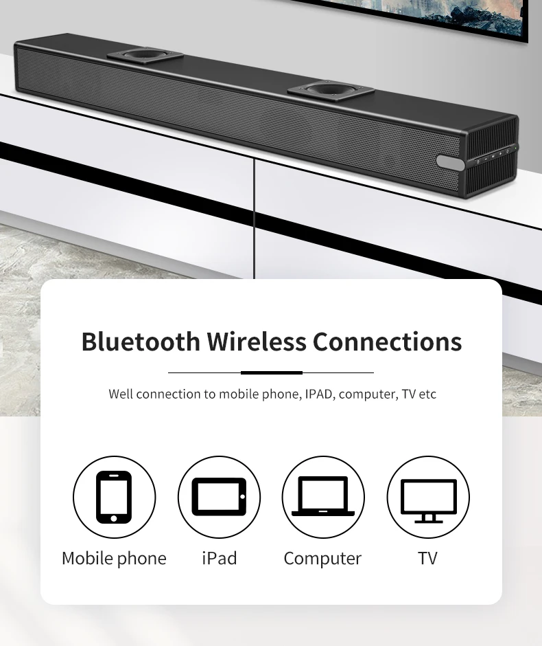 무선 B-T 홈 시어터 시스템, Hifi 사운드 TV 사운드바, 2.1 하이 퀄리티 사운드바, 100W