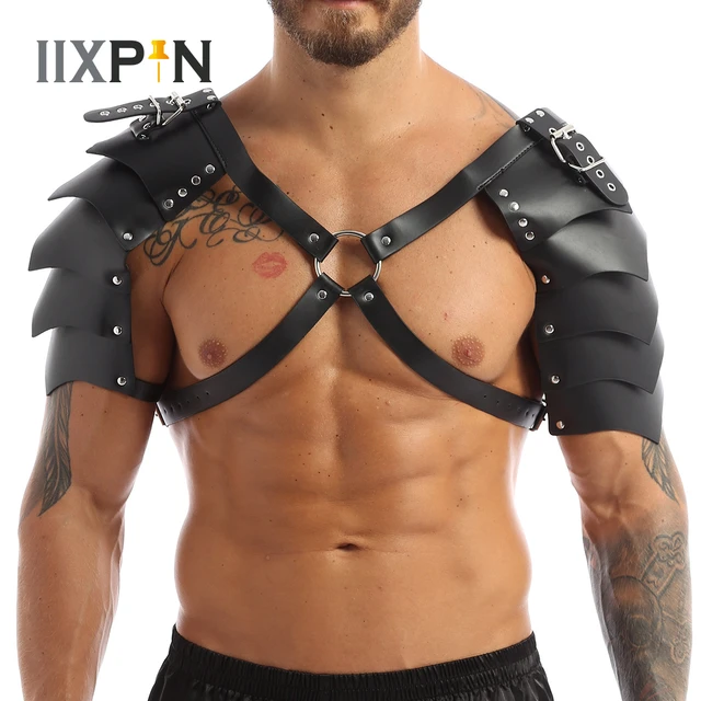 Harnais de poitrine en Faux cuir pour hommes, armure gothique Sexy à Double  épaule, ceinture en forme de X, Costume de Cosplay de fête réglable Clubwea  - AliExpress