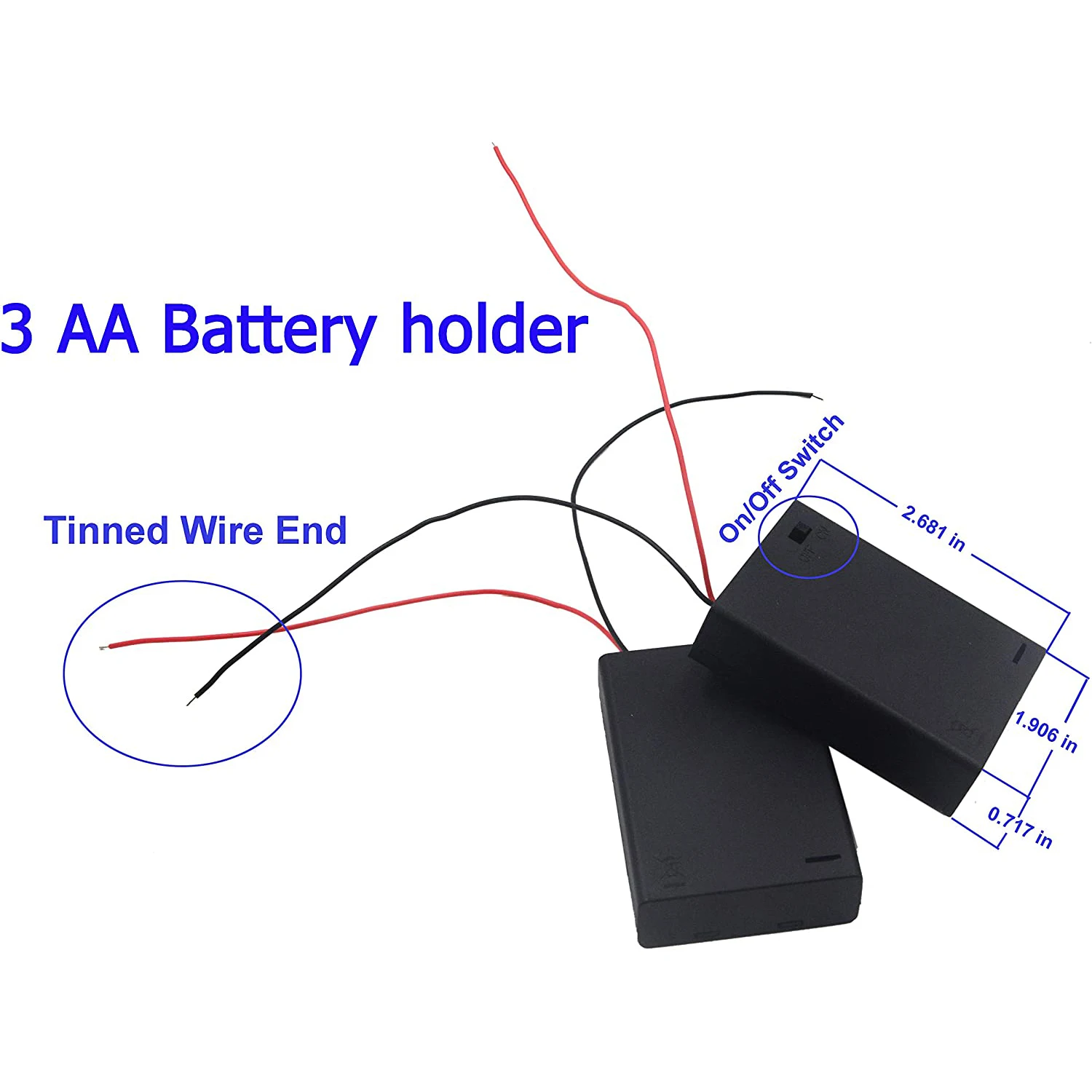 Battery Holder 1/2/3/4 Slot AA Battery Holder 1.5V/3V/4.5V/6V AA Battery Box with Leads Wires ON/Off Switch and Screw Cap Case Back Cover