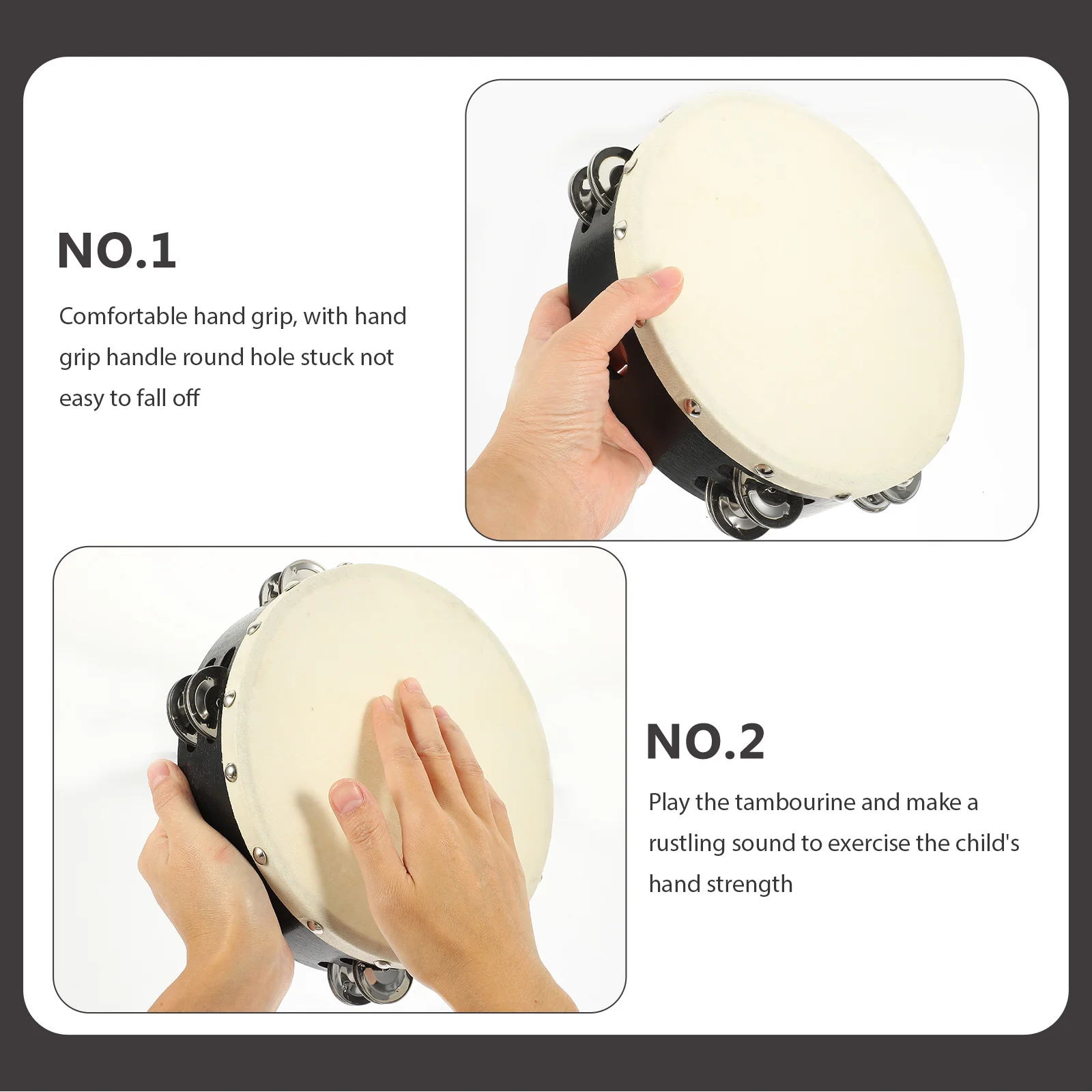 2 Pcs Tambourine Instruments Birthday Party Favors Wooden Sheepskin Kids Tambourines