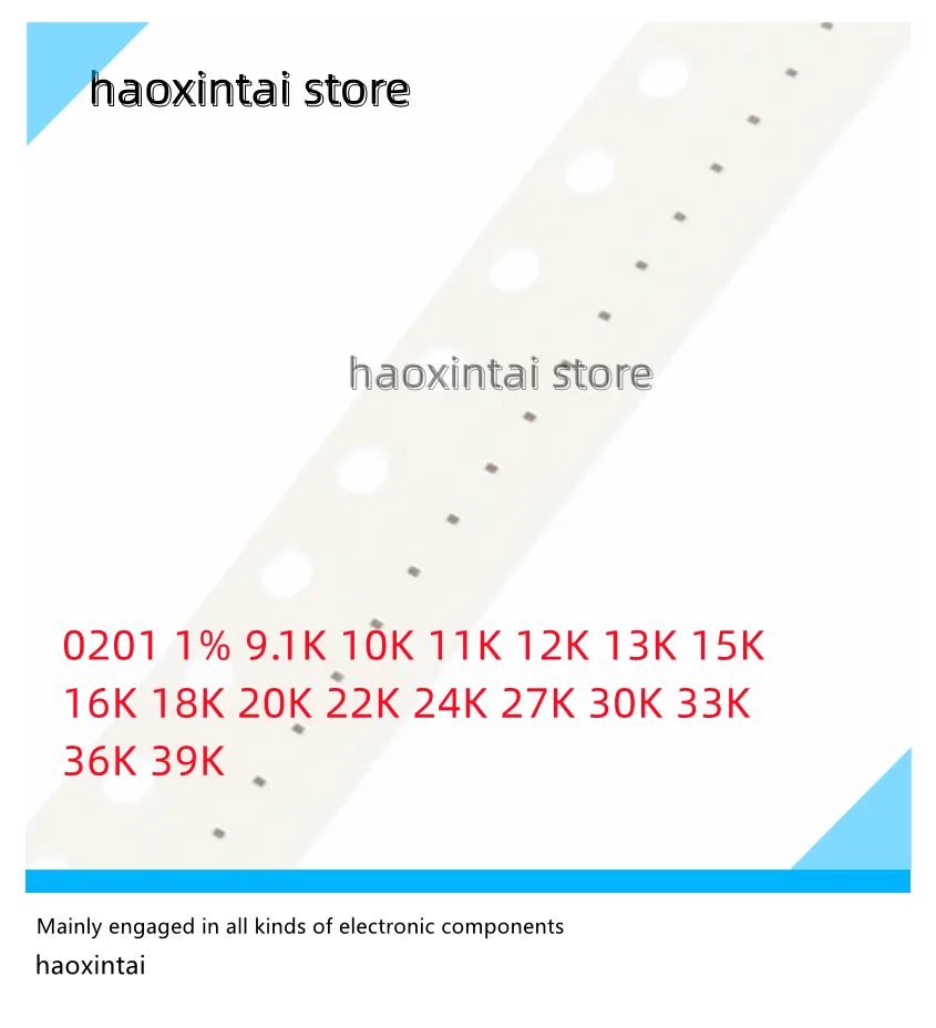 

100 шт., чип 0201 9,1 K 10K 11K 12K 13K 15K 16K 18K 20K 22K 24K 27K 30K 33K 36K 39K, Сопротивление 1%