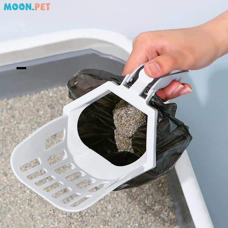 Cat Cleaning Shovel Integrated Color Blocking Cat Litter Shovel Comes With A Garbage Bag To Store And Feces Pet Supplies