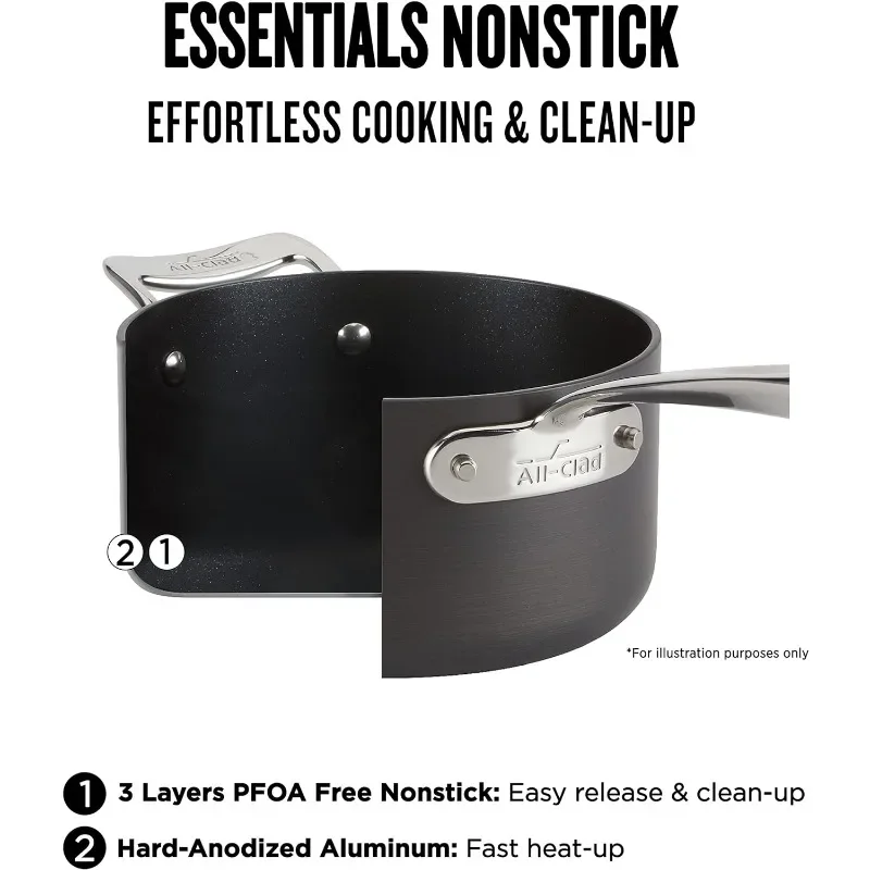 All-Clad Essentials Hard Anodized Nonstick Cookware Set 10 Piece