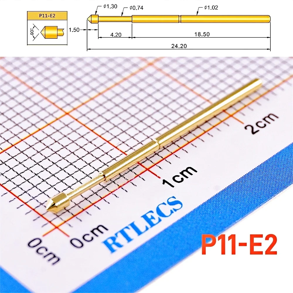 Gold Plated Spring Loaded PCB Test Probes (100-Pack) - 1.91mm Pitch, 1A Rated