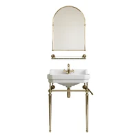 อ่างล้างหน้าสูงจากพื้นจรดเพดานสไตล์เรโทร ห้องน้ํา ขายึดสีทอง อ่างล้างหน้า ระเบียง อ่างล้างหน้า 1