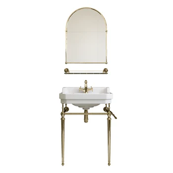 อ่างล้างหน้าสูงจากพื้นจรดเพดานสไตล์เรโทร ห้องน้ํา ขายึดสีทอง อ่างล้างหน้า ระเบียง อ่างล้างหน้า 1