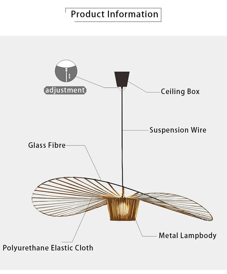 Description Picture 6 of itemModern Vertigo Hat Suspension Lamp Industrial Vintage Led Pendant Chandelier Living Dining Room Hanging Light Home Decor Lustre