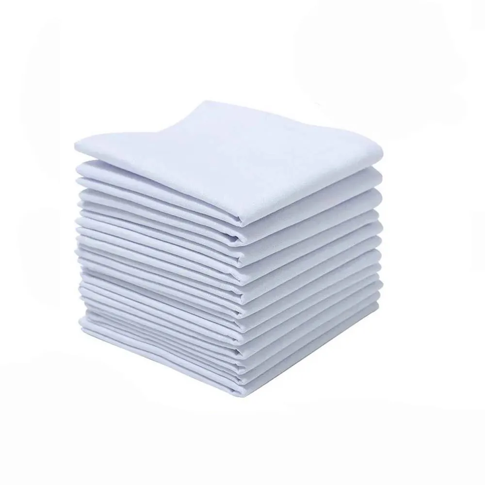 Cotton Napkins 12pcs 100% Cotton Napkins White Reusable Napkin Handkerchief Cloth Diner Banquet Wedding Party Home Table Decorations 40x40cm