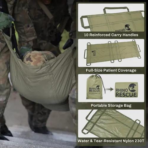 RHINO RESCUE Disposable Emergency Stretcher Portable Rescue Litter for Outdoor Camping First Aid Kit IFAK - Image 2