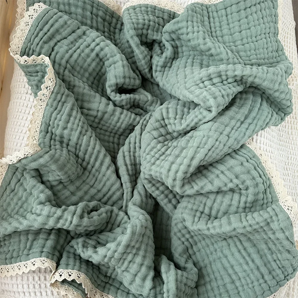 Newborn Baby Bath Towel 6 Layer Gauze Muslin Swaddle Cotton Receive Blankets Swaddling Wrap Lace Langer New Born Diapers Bedding - 4
