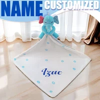 Personalized Baby First Name Comforter Sensory Security Blanket Plush Accessories Newborn Towel  Animal Toy Custom Blanket Gift 1