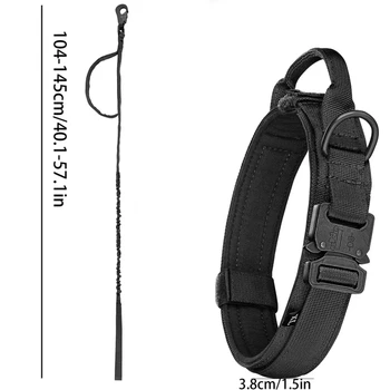 Adjustable Military Tactical Nylon Dog Collar and Leash Set - Durable Training Collar for Dogs - 1PC 6