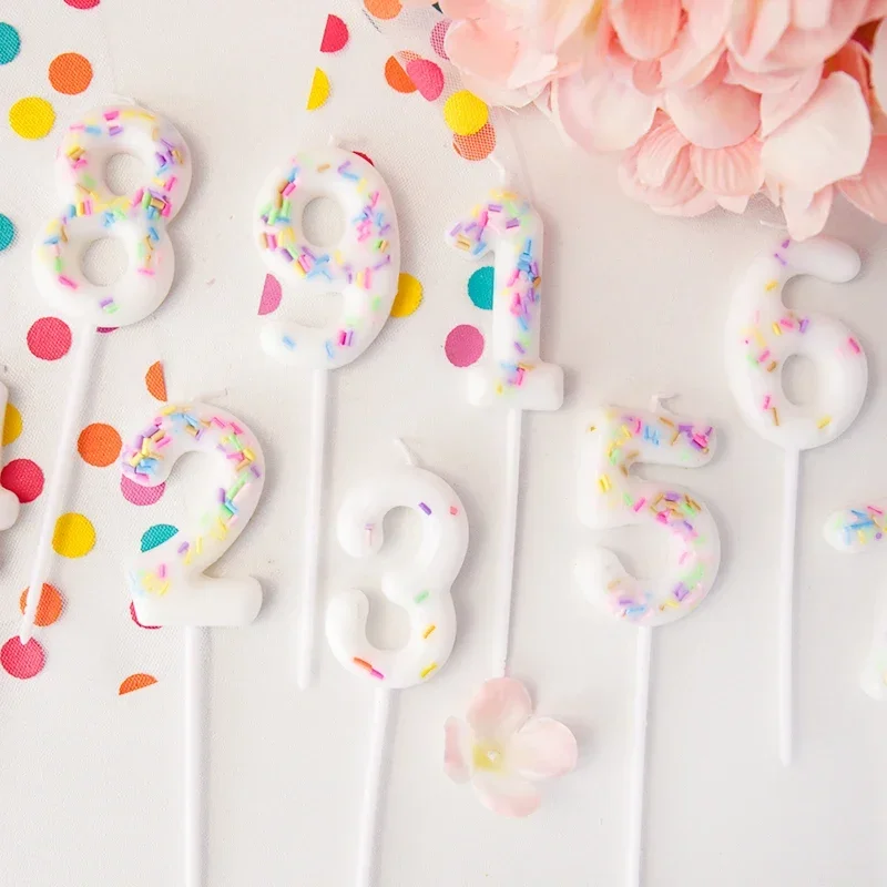 Ice Cream Number Candles Baking 0-9 Wax Candles Digital Cake Topper Kids Children Birthday Party Cake Decoration