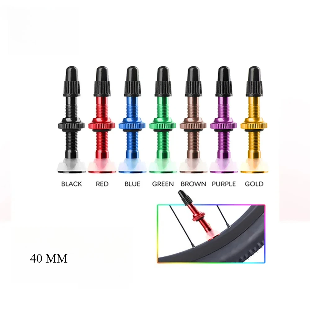 Bicycle Tubeless Valve 1/2PCS 40mm Bicycle Tubeless Valve Aluminum Alloy Road Bike Nozzle
