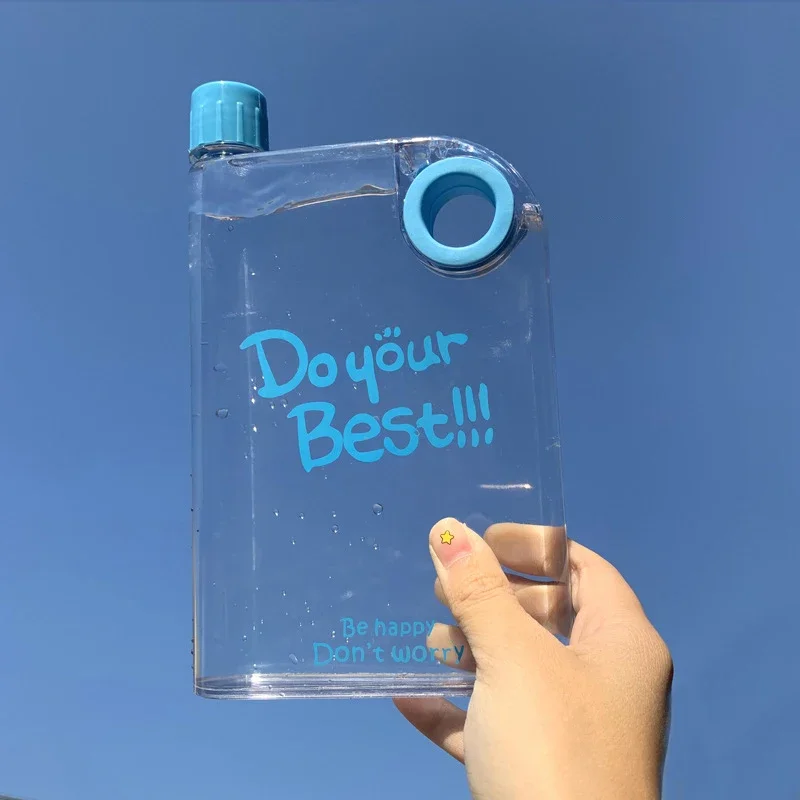 Creative Clear Flat Water Bottle - 420ML Portable Fitness Kettle, Square Design Sports Bottle