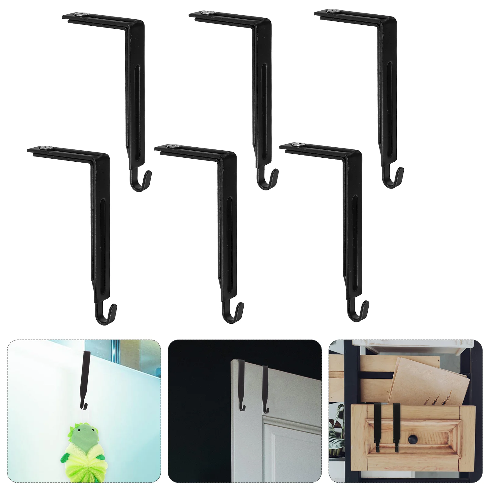 

6 Pcs Door Cabinet Hook Adjustable Cubicle Hooks for Wardrobe Storage Heavy Duty Clothes Rack Hanging Iron Metal Hanger Hangers
