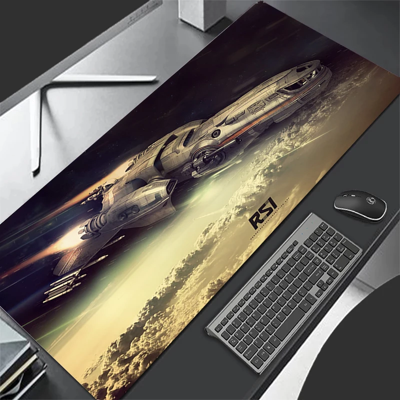 Mouse Pad Star Citizen Xxl Mouse Pad 90x40 Non-slip Rubber Keyboard Gaming Mats Playmat Deskpad Computer and Office Mousepad Anime Gamer