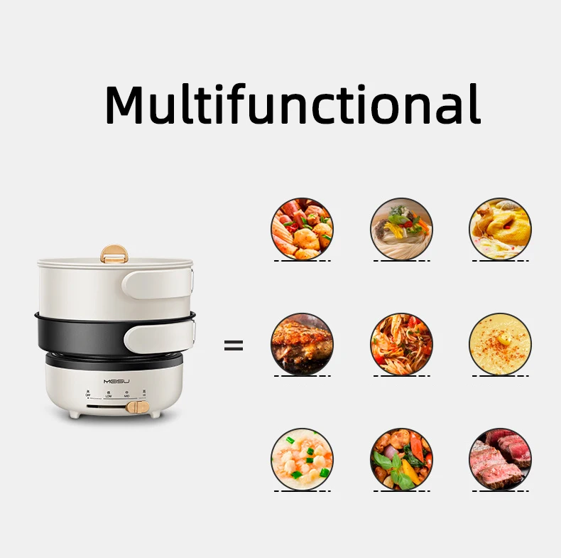 Description Picture 6 of item1.2L Folded Electric Cooking Pot Mini Portable Electric Skillet Split Type Frying Pan Travel Collapsed Multicooker Hotpot 220V