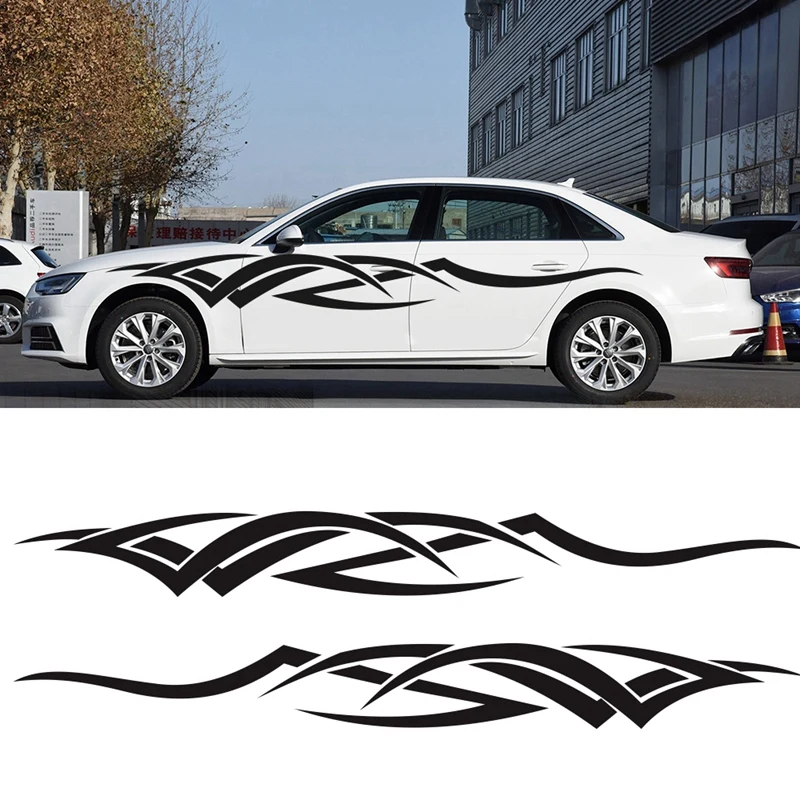 

Автомобильные боковые наклейки с рисунком пламени, талия, полосатая наклейка, гоночная Спортивная наклейка, автомобильные аксессуары