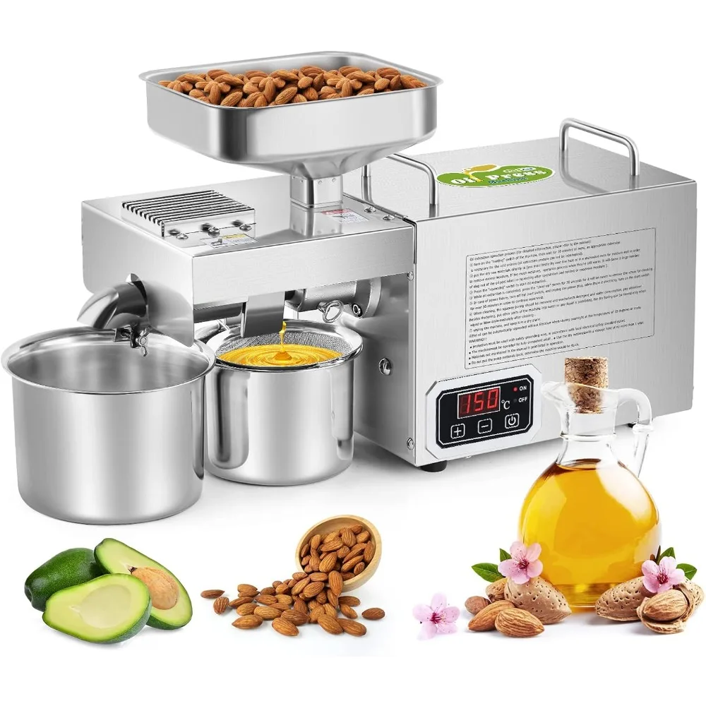 1500W Oil Press Machine Automatic Oil Extractor Organic Expeller (Cold/Hot Press, Digital Display & Temperature Control