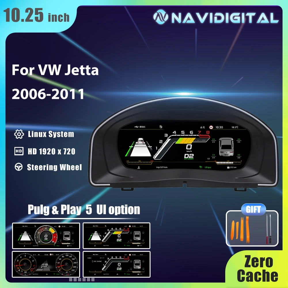 10.25'' Lcd Radio Instrument Paneel Cockpit For VW Jetta years modify Auto Digital Dashboard Cluster
