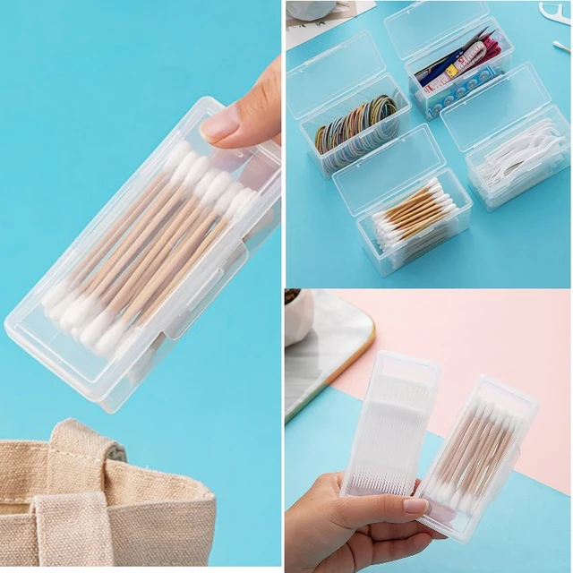 Portable Travel Transparent Storage Box Toothpick Cotton Swab Band